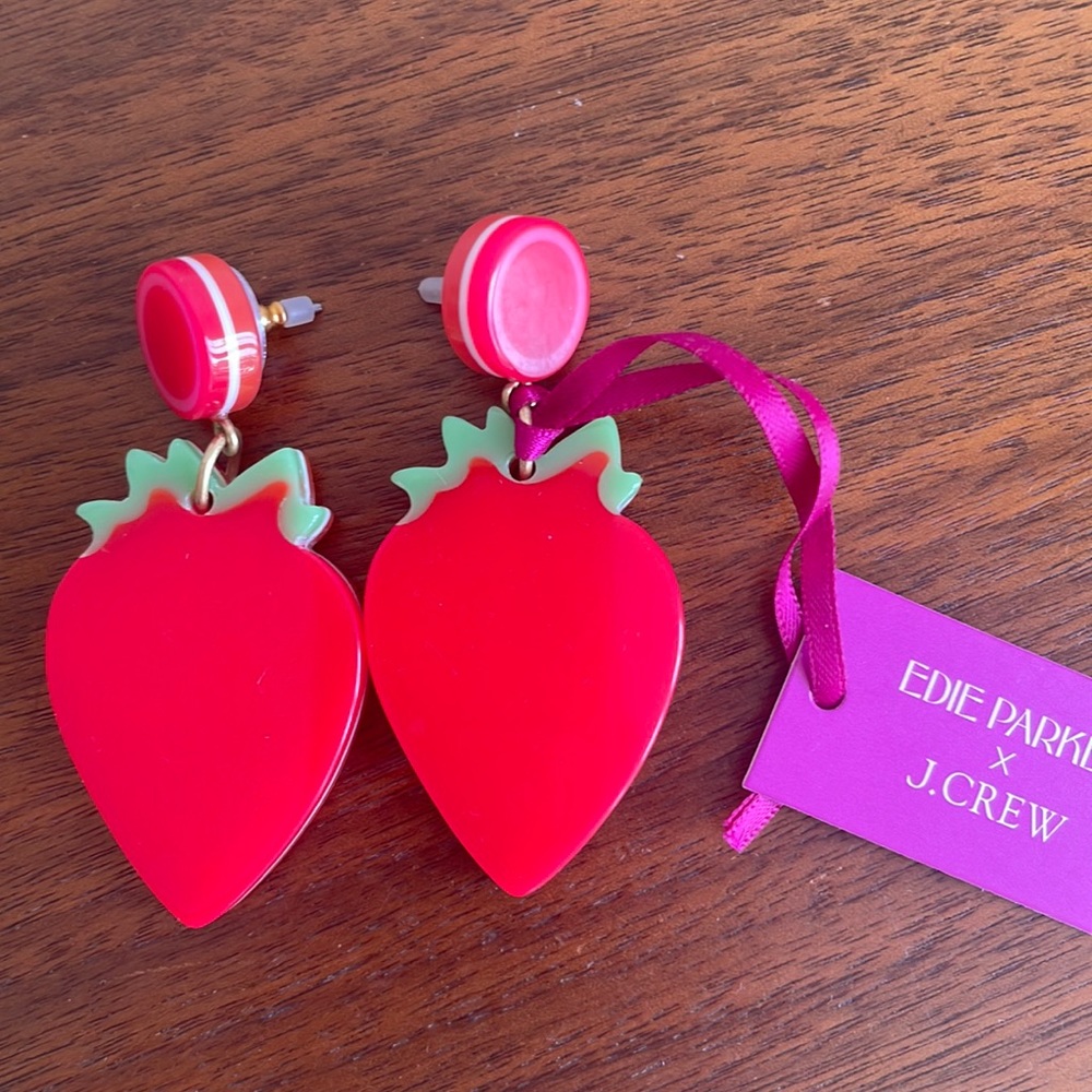 🍓 J. Crew Strawberry Summer Earrings NWT, Edie Parker x J.Crew, Weekend Special